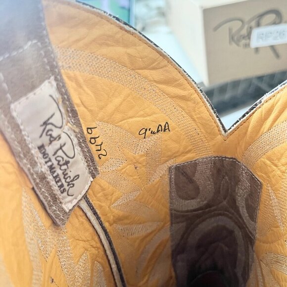 Rod Patrick Mens Cowboy Boots 9.5AA Antique Mocha Bison Brown Western Blunt Toe - Picture 9 of 12